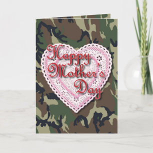 Lacy Heart for Military Mum on Mother's Day Card