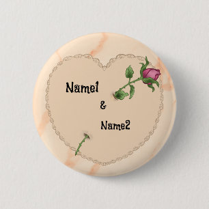 Lacy Heart Rose    6 Cm Round Badge