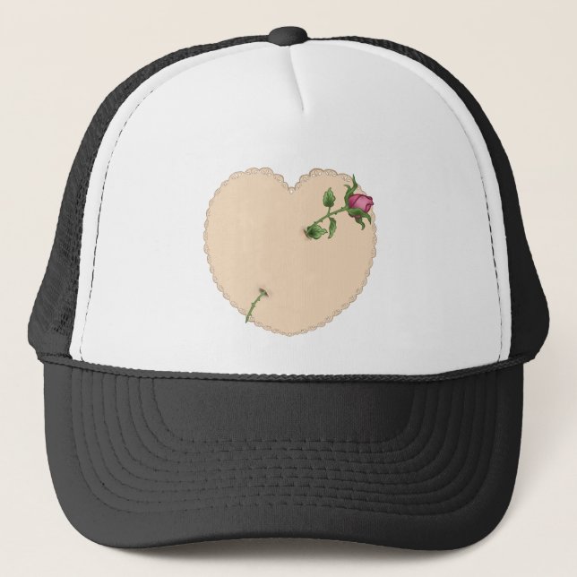 Lacy Heart Rose Trucker Hat (Front)