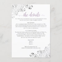 Lacy Lavender Calligraphy on White Wedding Details