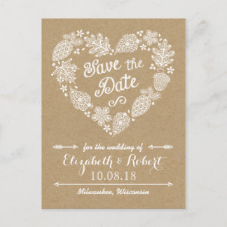 Lacy Leaves - Fall in Love Save the Date Announcement Postcard