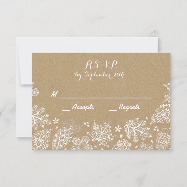 Lacy Leaves Fall Wedding RSVP Card (Front)