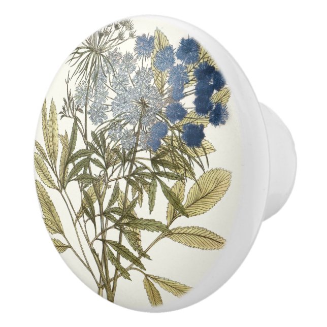 Lacy Leaves - Flowers and Greenery Ceramic Knob (Right)