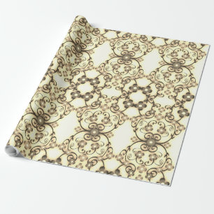 Lacy Look of Flowers Golden Sepia Wrapping Paper