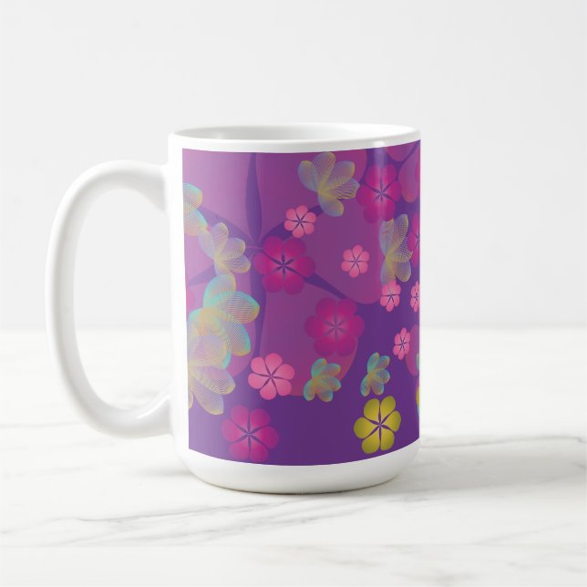 Lacy Lotus Purple Coffee Mug (Left)