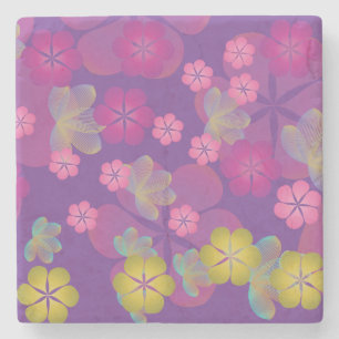 Lacy Lotus Purple Stone Coaster