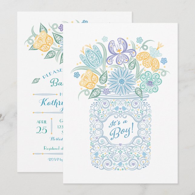 Lacy Mason Baby Shower It's a Boy Invitation (Front/Back)