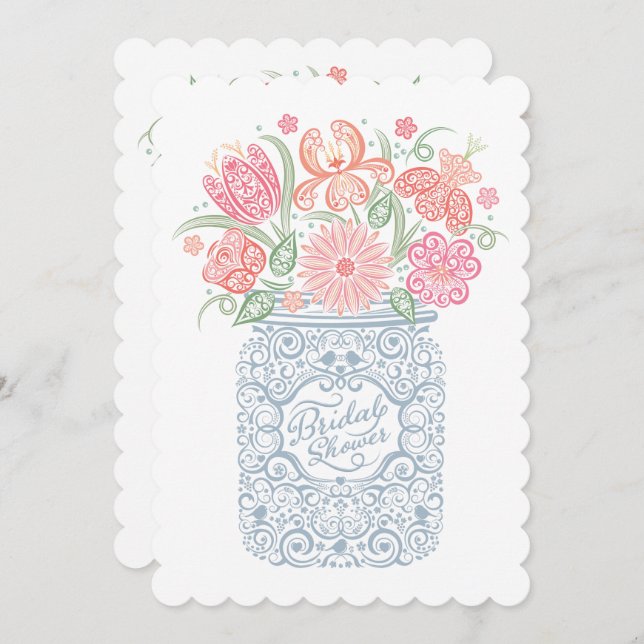 Lacy Mason Jar Bridal Shower Invitation (Front/Back)