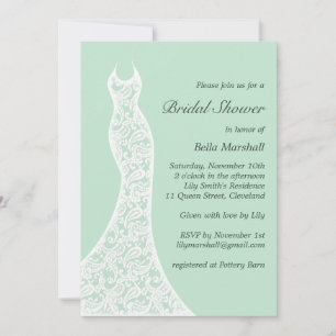 Lacy Mint Bridal Shower Invitation