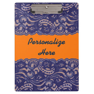 Lacy Orange & Blue Clipboard