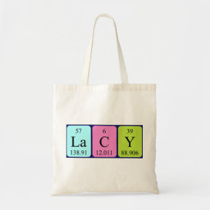 Lacy periodic table name tote bag