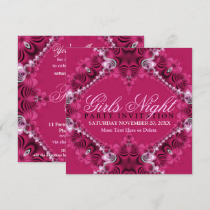 Lacy Pink Birthday Girls Night Party Invitations