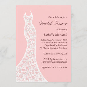 Lacy Pink Bridal Shower Invitation