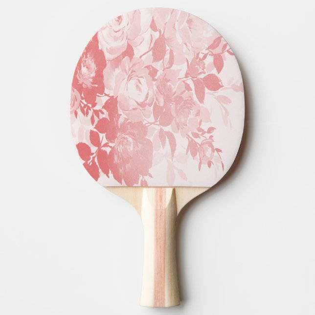 Lacy pink flowers ping pong paddle (Front)
