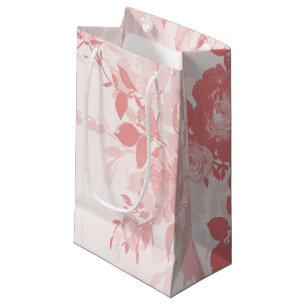 Lacy pink flowers small gift bag