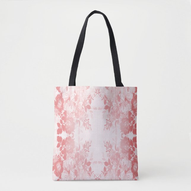 Lacy pink flowers tote bag (Front)