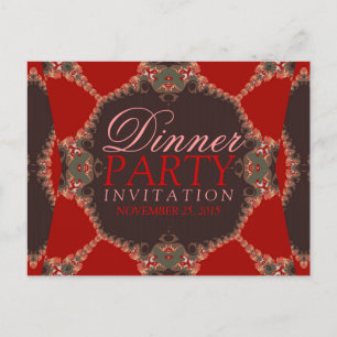 Lacy Red Batik Dinner Party Invitation Postcard