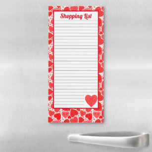 Lacy Red Hearts Personalised Magnetic Notepad