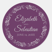 Lacy Silver Filigree Elegant Plum Purple Wedding