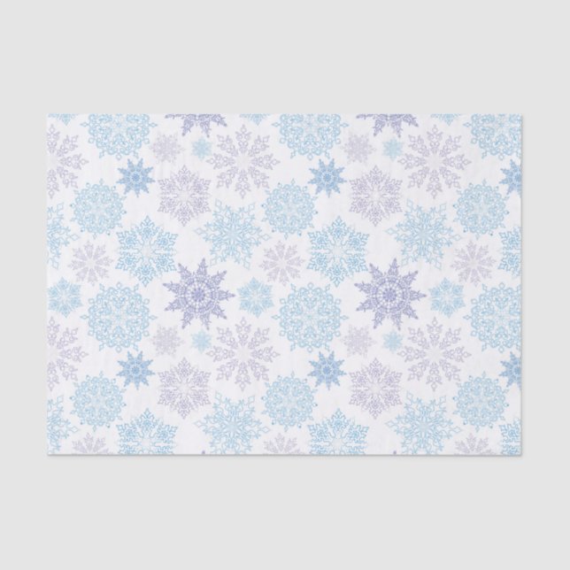 Lacy Snowflakes in Shades of Blue & Purple Tissue Paper (Front)