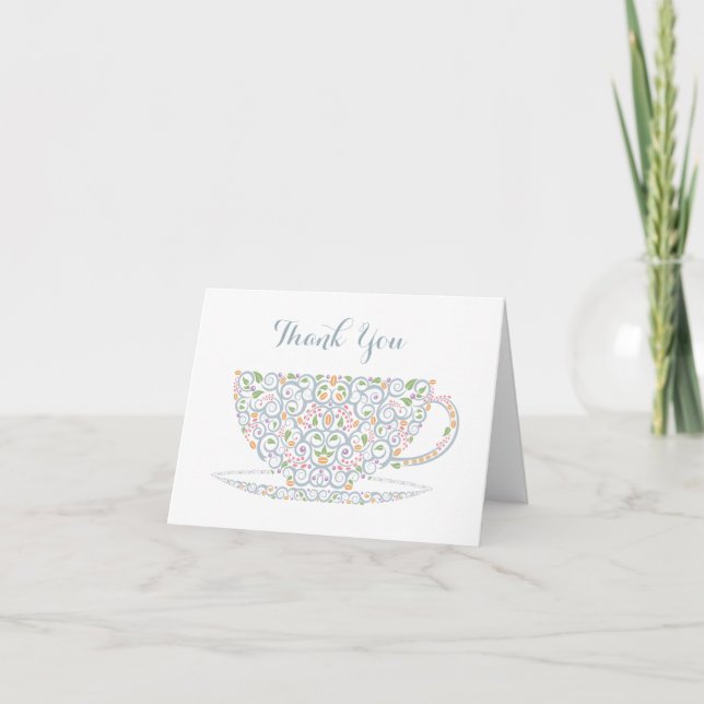 Lacy Teacup Tea Thank You Note Card (Front)