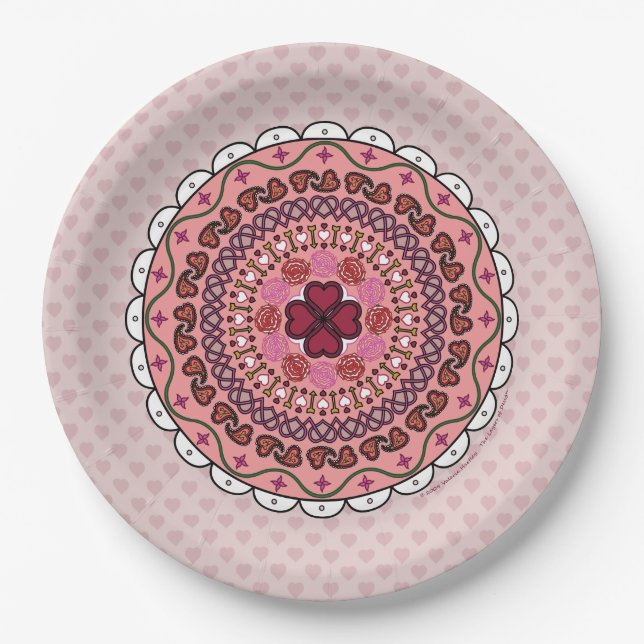 Lacy Valentine's Day Paper Plate (Front)