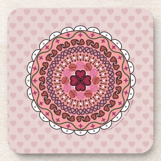 Lacy Valentine's Day Square Coaster (Front)
