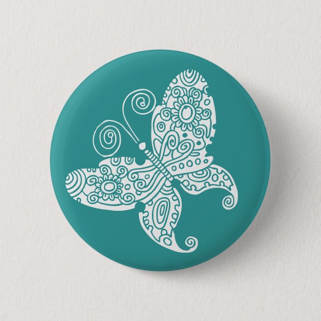 Lacy White Butterfly 6 Cm Round Badge (Front)