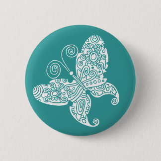 Lacy White Butterfly 6 Cm Round Badge