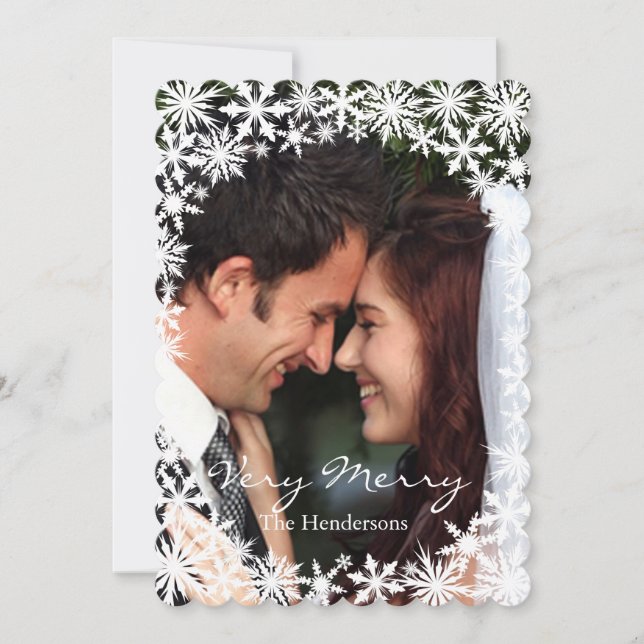 Lacy Winter Photo Holiday Card (Front)