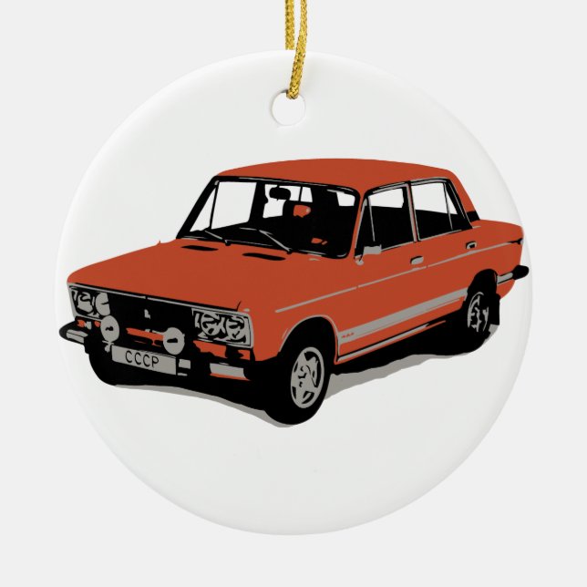Lada - The Soviet Russian Car Ceramic Tree Decoration (Front)