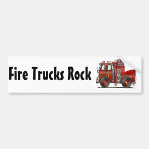 "Ladder Fire Truck, Fire Trucks Rock Bumper Sticke Bumper Sticker