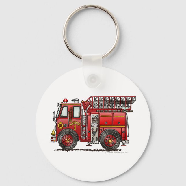 Ladder Fire Truck Firefighter Key Ring (Front)