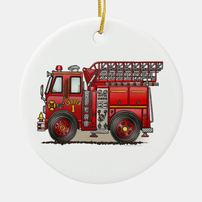 Ladder Fire Truck Ornament (Front)