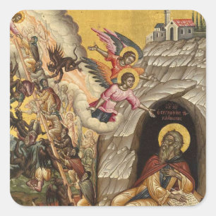 Ladder of Divine Ascent by Emmanuel Tzanes Square Sticker