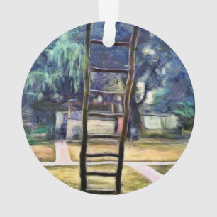 Ladder propped up against wall ornament