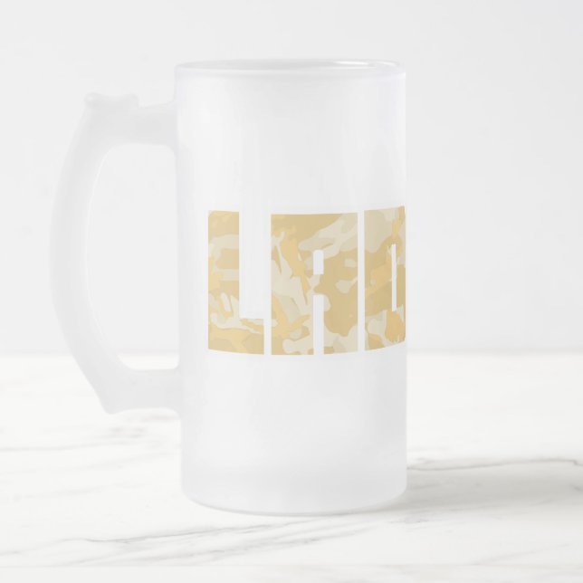 "Ladette" army desert storm text beer mug (Left)