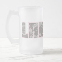 "Ladette" urban camo brown and pink text beer mug
