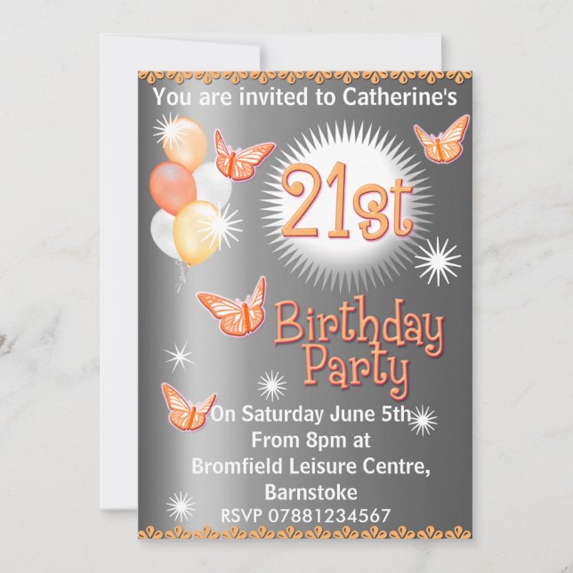 Ladies 21st Birthday Party Invitation (Front)