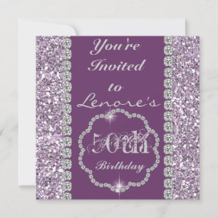 Ladies 50th Birthday Party Invitation in PURPLE