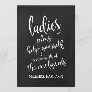 Ladies Bathroom Basket Affordable Chalkboard Sign Invitation