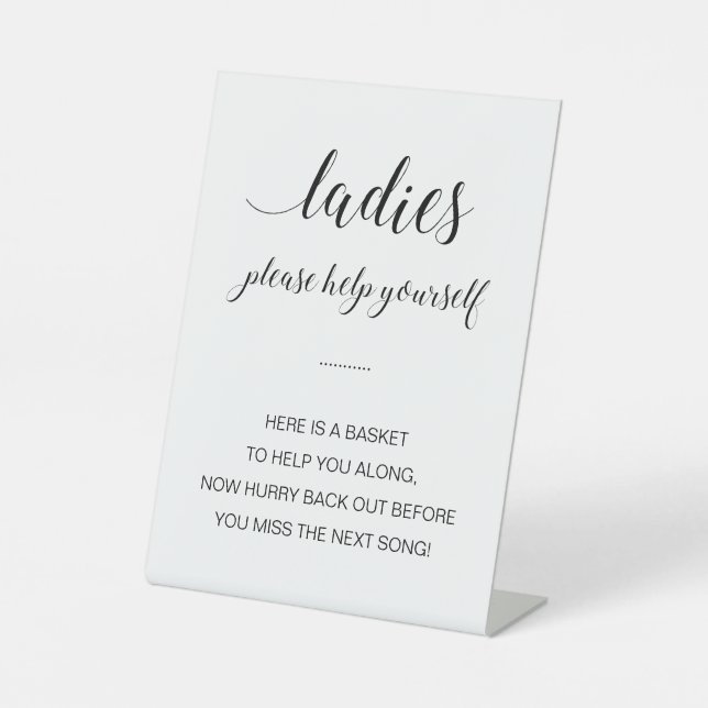 Ladies Bathroom Basket Elegant Wedding Pedestal Sign (Front)