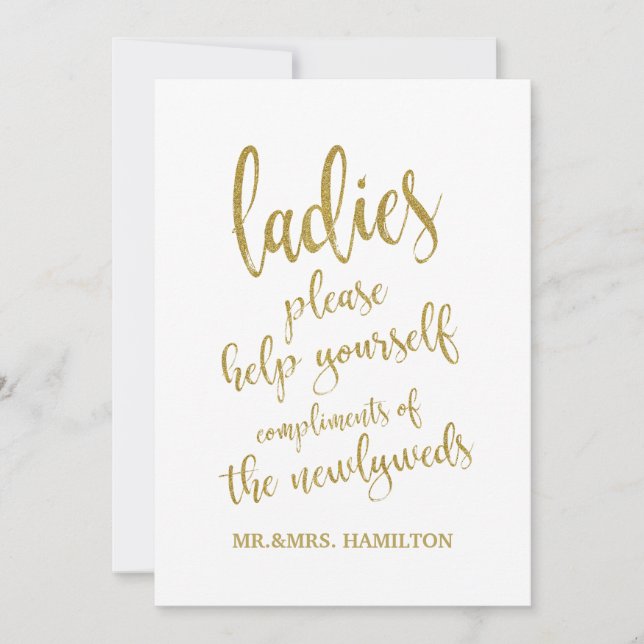 Ladies Bathroom Basket Gold Affordable Sign (Front)