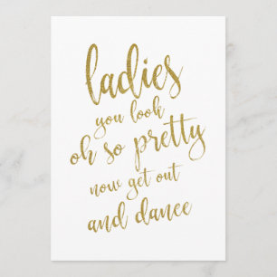 Ladies Bathroom Gold Affordable Wedding Sign Invitation