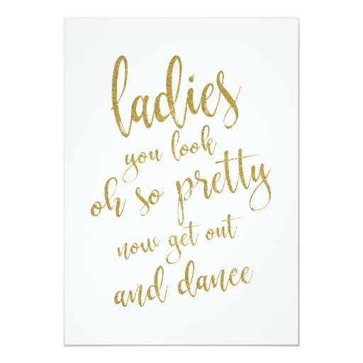 Image of Ladies Bathroom Gold Affordable Wedding Sign Invitation