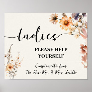 Ladies Bathroom Wedding Reception Fall Wildflowers Poster