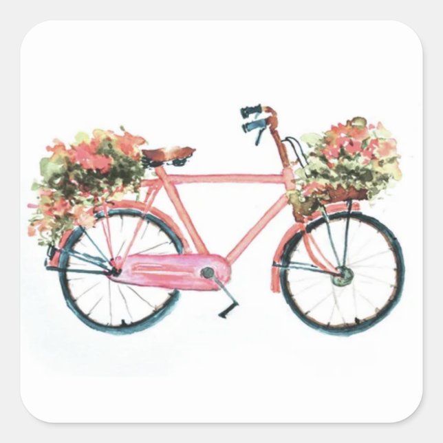 **LADIE'S BICYCLE" SQUARE STICKER (Front)