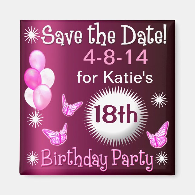 Ladies Birthday Invitation Magnet (Front)