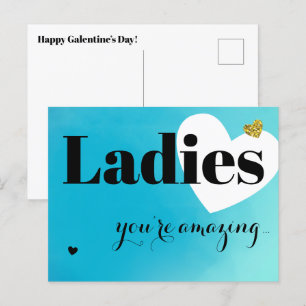 Ladies Blue Galentine's Day Holiday Postcard