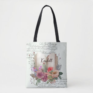 Ladies Book Club Watercolor Floral Tote Bag